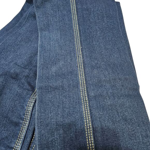 1980s Braxton Stretch Creased Blue Denim Jeans Contrasting White Thread 26 Inch - Picture 9 of 10